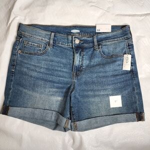 Old Navy Jean Shorts High Rise Medium Wash Blue Denim Women's Size 10 NWT